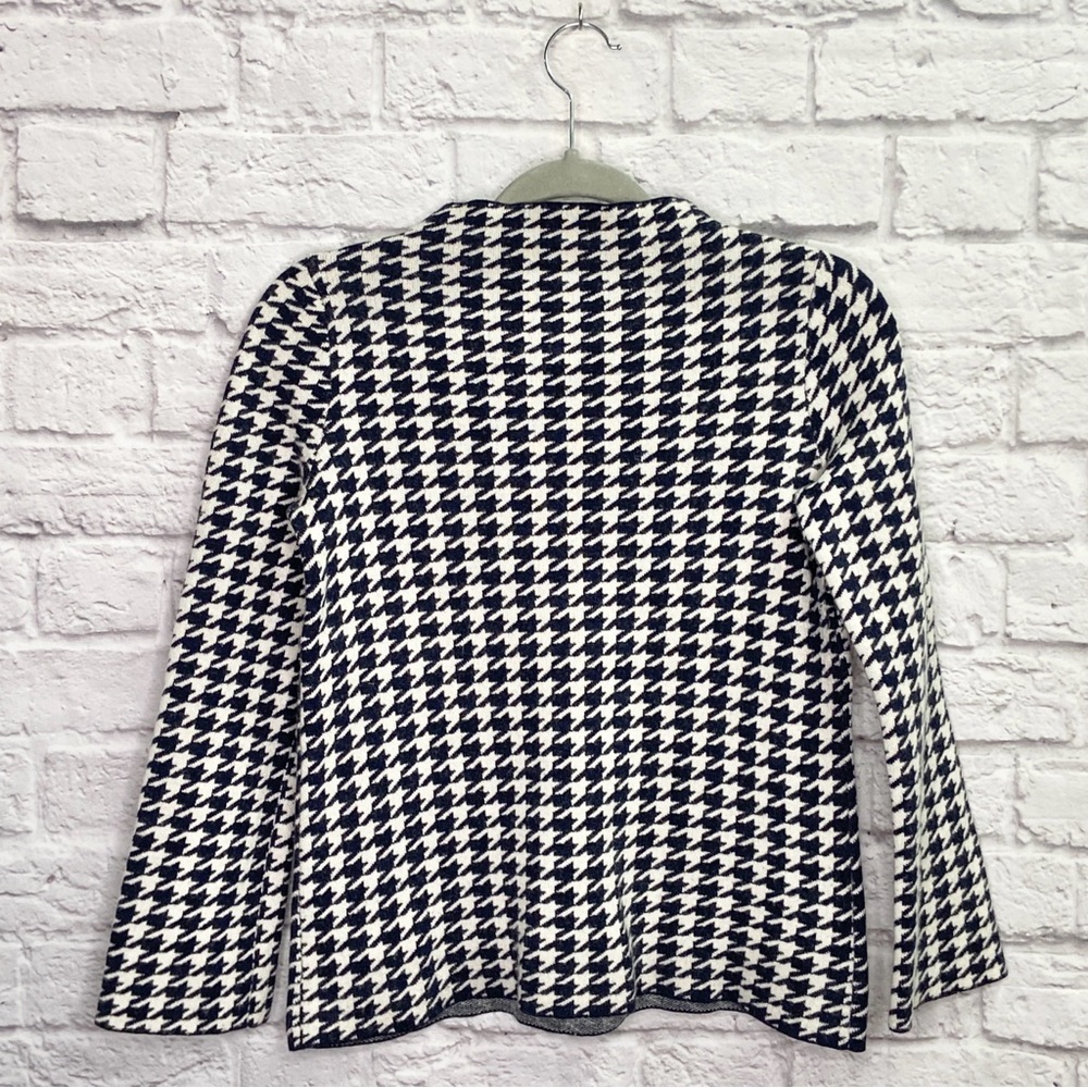 Ann Taylor Womens Houndstooth Sweater Size S Petites Mock Neck Wool Blend Blue - Picture 7 of 8